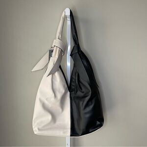 Sondra Roberts Squared Two Tone Hobo Bag Black Ivory NWT